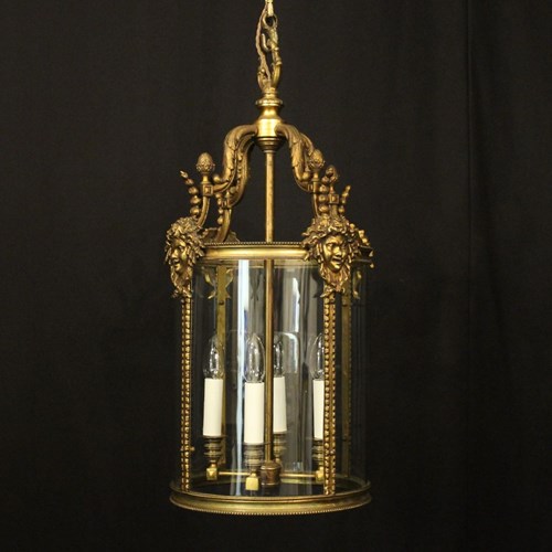 French 19Th C Bronze 4 Light Antique Hall Lantern