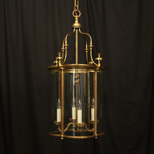 French Gilded Bronze Four Light Antique Lantern