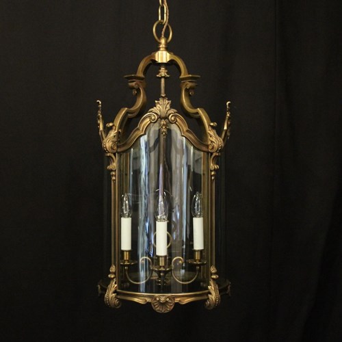 English Gilded Bronze Four Light Antique Lantern