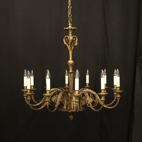 French Bronze 12 Light Antique Chandelier