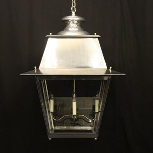 French Large Steel & Brass 4 Light ...