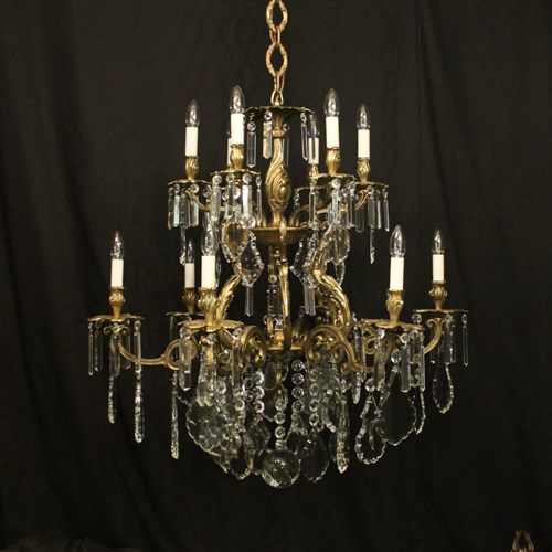 French Gilded 12 Light Antique Chandelier