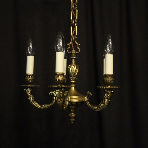 French Gilded Bronze 5 Light Antique Chandelier