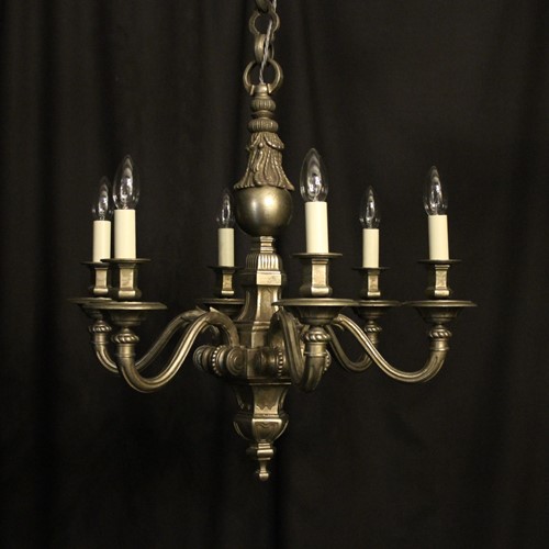 French Silver Bronze 6 Light Antique Chandelier