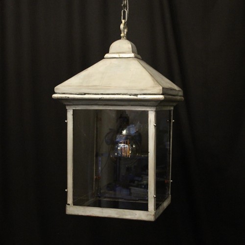 English Single Light Silver Gilded Lantern