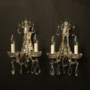 French Pair Of Gilded Crystal Antiq...