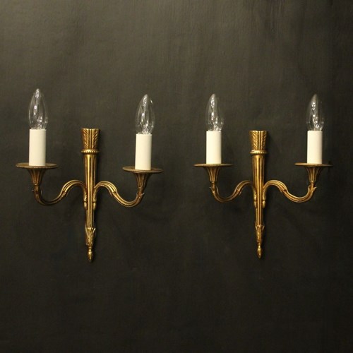 French Pair Of Gilded Empire Wall Lights
