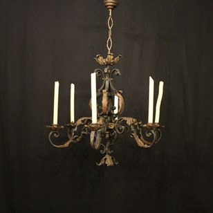 French 6 Light Wrought Iron Antique...