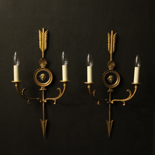 French Gilded Bronze Twin Arm Wall Lights