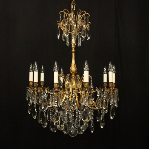 French Gilded 10 Light Antique Chandelier