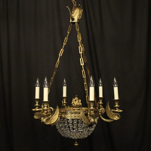 French Gilded Bronze 9 Light Antique Chandelier