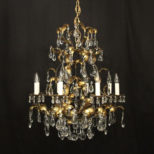 Italian Florentine 11 Light Antique Chandelier