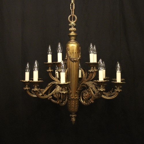 French Gilded Bronze 15 Light Antique Chandelier