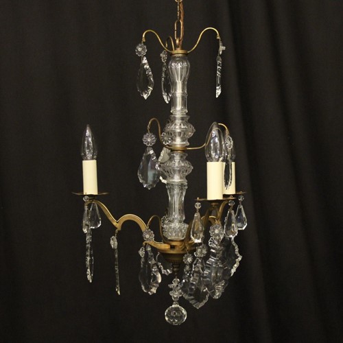 French Gilded Triple Light Antique Chandelier