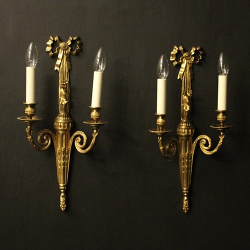 French Gilded Bronze Twin Arm Wall Lights