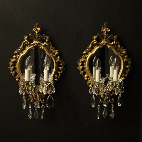 French Pair Of Gilded Twin Arm Girandoles