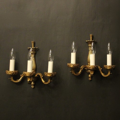 French Pair Of Gilded Antique Wall Lights