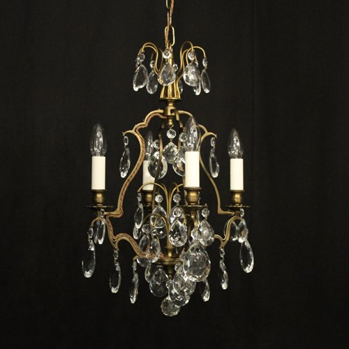 French Gilded 4 Light Birdcage Chandelier