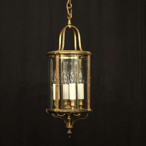 French Gilded Brass Four Light Antique Lantern