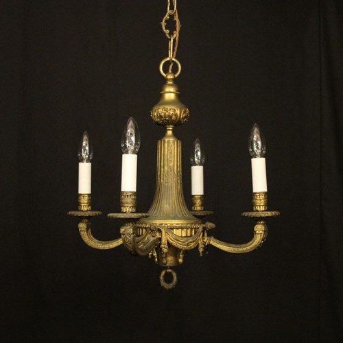 French Gilded Bronze 4 Light Antique Chandelier