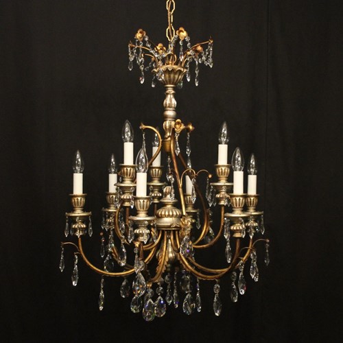 Italian Florentine 9 Light Polychrome Chandelier
