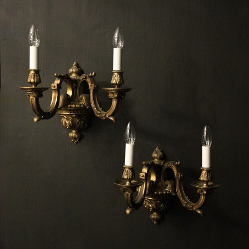 French 19Th C Bronze Antique Wall Sconces