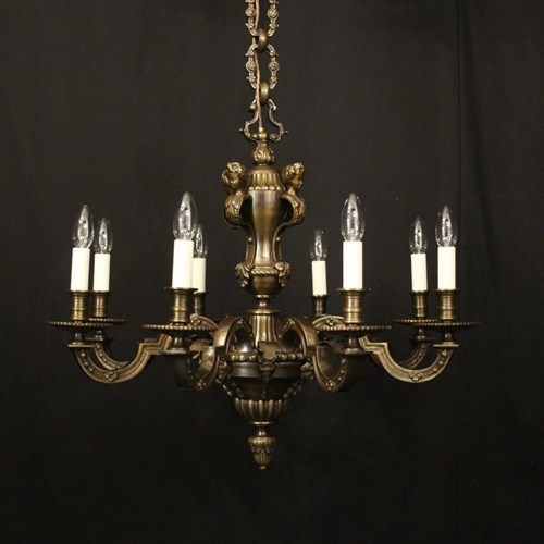 French Bronze 8 Light Antique Chandelier