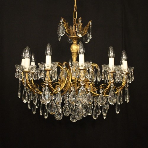 French Gilded 12 Light Antique Chandelier