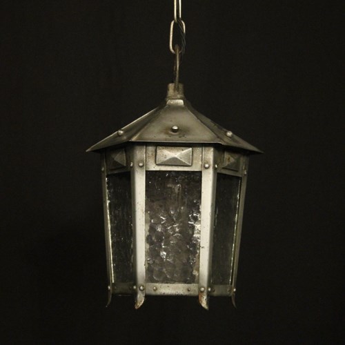 English Silvered Single Light External Hall Lantern