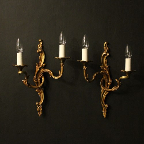 French Pair Of Gilded Bronze Antique Wall Lights