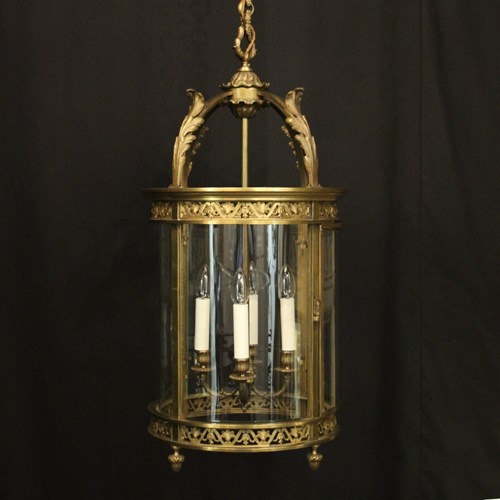 French Gilded Bronze Four Light Hall Lantern