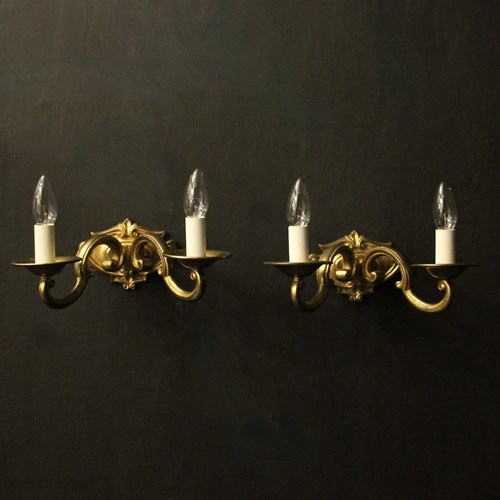 French Pair Of Gilded Bronze Antique Wall Lights