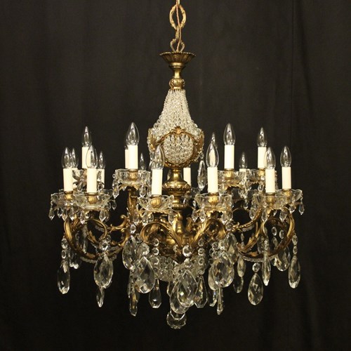 French Gilded Bronze Antique Chandelier