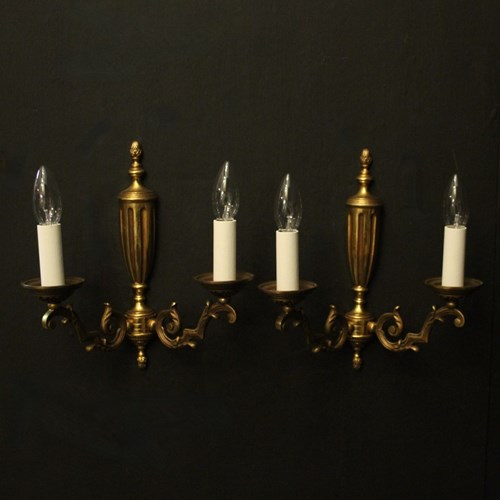 French Pair Of Gilded Bronze Wall Lights