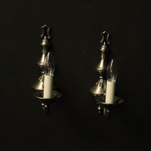 French Pair Of Silver Gilded Wall Lights