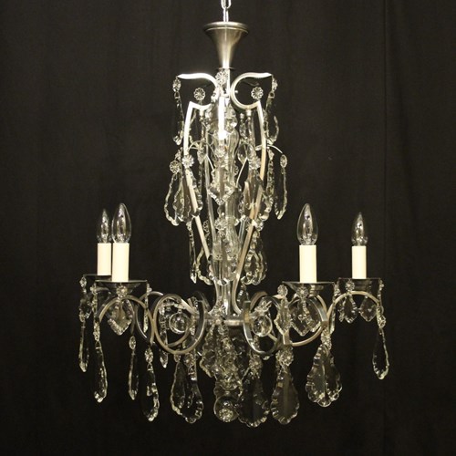 French Silver Gilded 5 Light Antique Chandelier