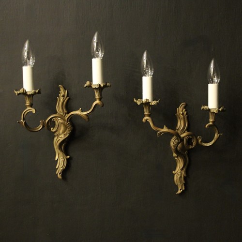 French Pair Of Gilded Bronze Antique Wall Lights