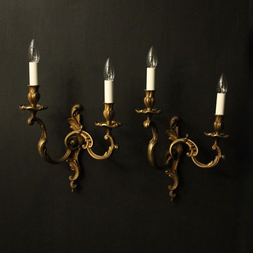 French Pair Of Gilded Bronze Antique Wall Lights