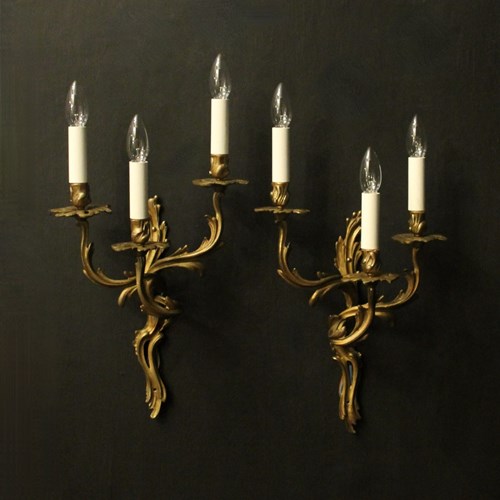 French Pair Of Bronze Antique Wall Sconces