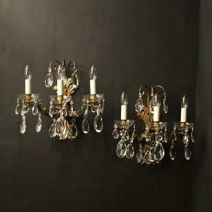 French Gilded Triple Arm Antique Wa...