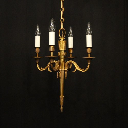French Gilded Bronze 4 Light Antique Chandelier