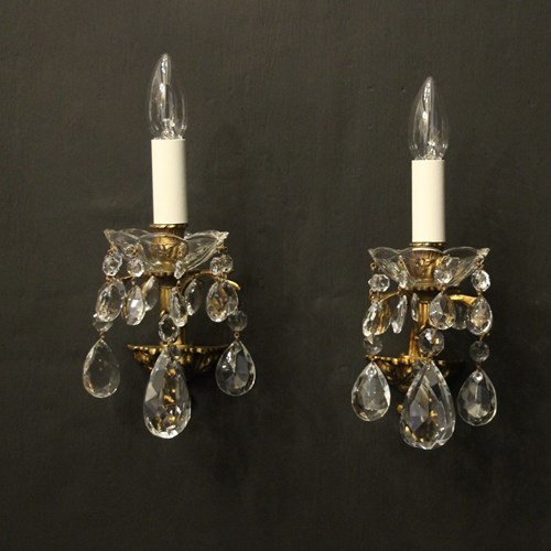 French Pair Of Gilded Single Arm Wall Lights