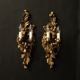 Florentine Pair Of Giltwood Antique...