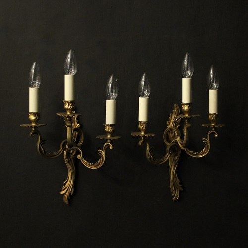 French Pair Of Gilded Antique Wall Lights