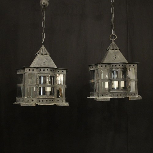 English Arts & Crafts 4 Light Lanterns