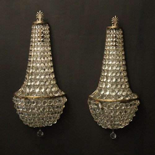 English Pair Of Silver Gilded Antque Wall Lights