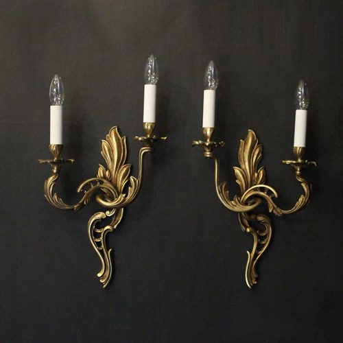 French Pair Of Gilded Bronze Antique Wall Lights