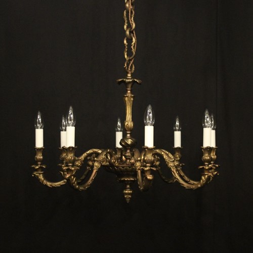 French Gilded Bronze 8 Light Antique Chandelier