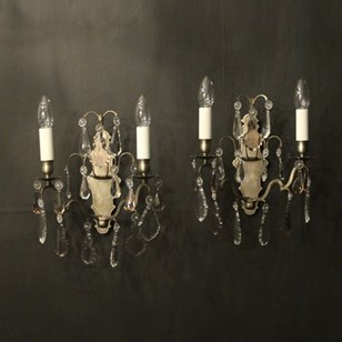 French Silver Gilded Twin Arm Wall ...