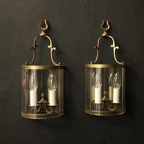 French Pair Of Gilded Convex Half Lanterns